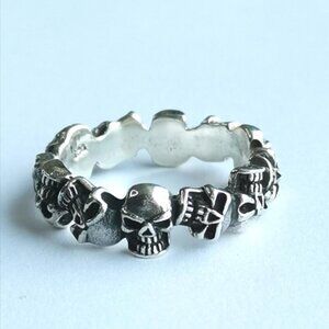 Multi Skull Band Ring in Sterling Silver size 8.5 🆕 unisex